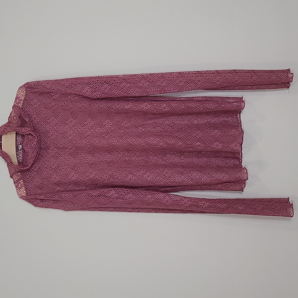 Free People Sweet Memories Lace Turtle Neck Top Rose - Picture 3 of 9
